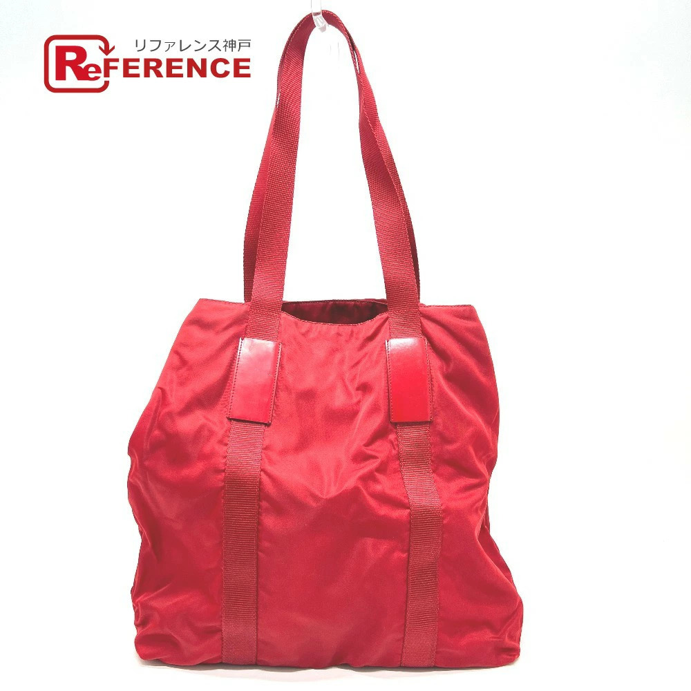 PRADA Triangle Plate Bag Handbag Tote Red